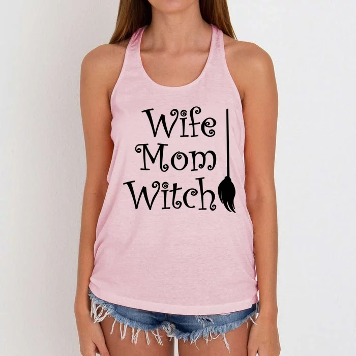 Wife Mom Witch With Broom Gift Women's Knotted Racerback Tank