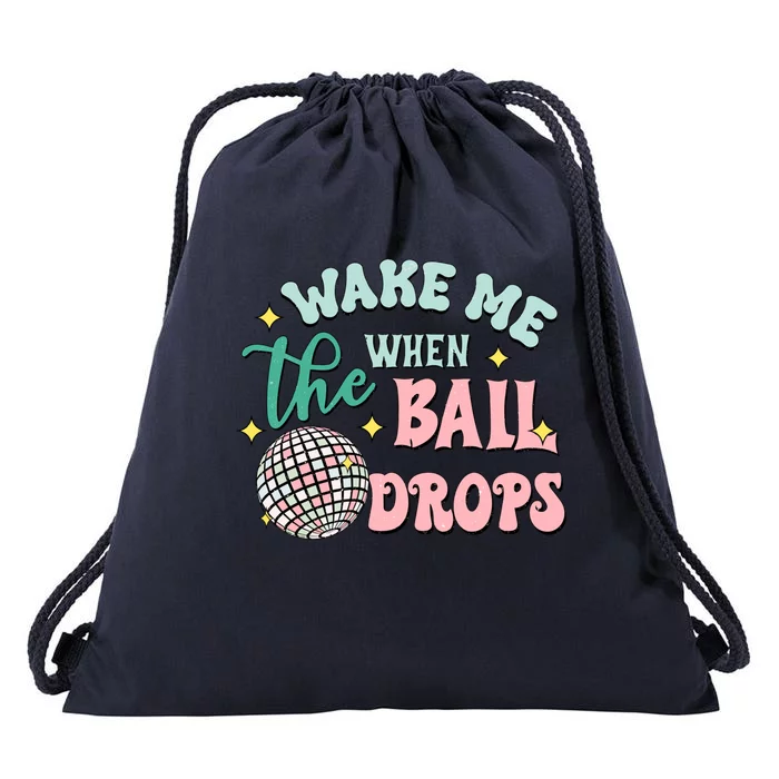 Wake Me When The Ball Drops Retro Happy New Year Meaningful Gift Drawstring Bag