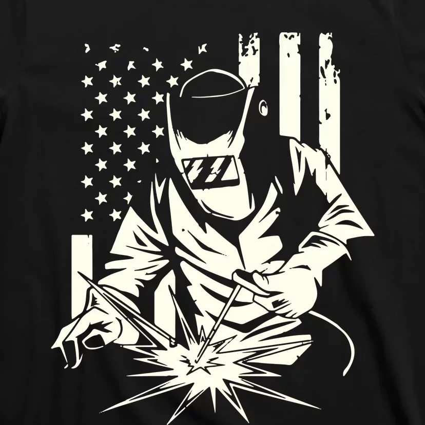 Welder Metal Worker Welding Blacksmithing July 4 US Flag T-Shirt