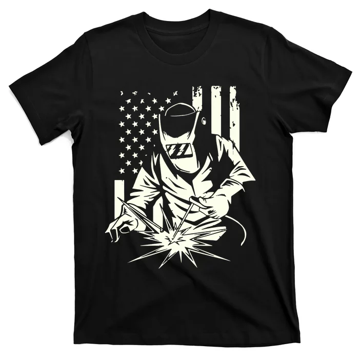 Welder Metal Worker Welding Blacksmithing July 4 US Flag T-Shirt