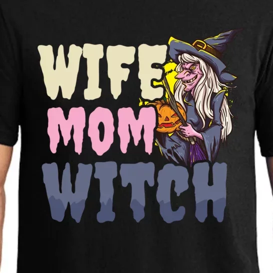 Wife Mom Witch Design Halloween Witch Gift Pajama Set