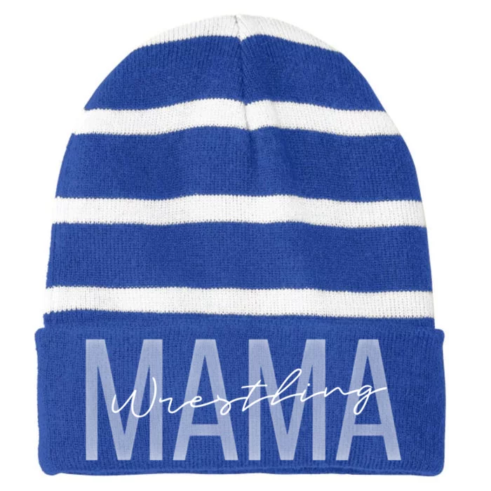 Wrestling Mama Wrestling Mom Funny Wrestling Gift Striped Beanie with Solid Band