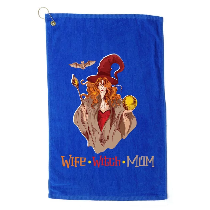 Wife Mom Witch Funny Halloween Costume Cute Gift Platinum Collection Golf Towel