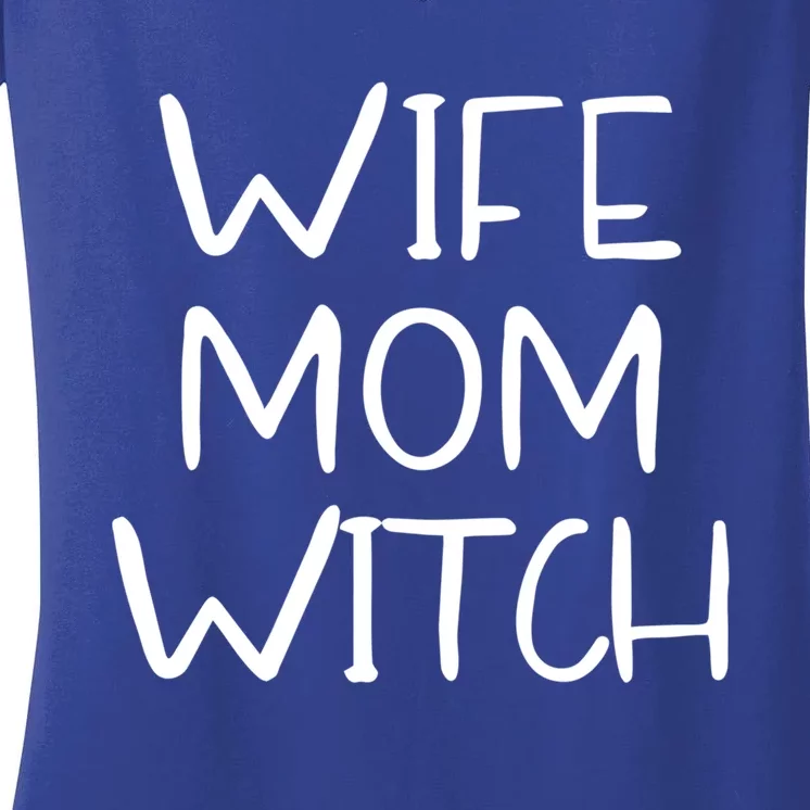 Wife Mom Witch Halloween Wicca Witchcraft Great Gift Women's V-Neck T-Shirt