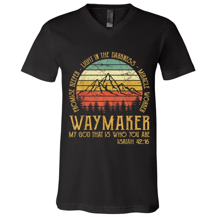 Waymaker Miracle Worker Promise Keeper Christian V-Neck T-Shirt