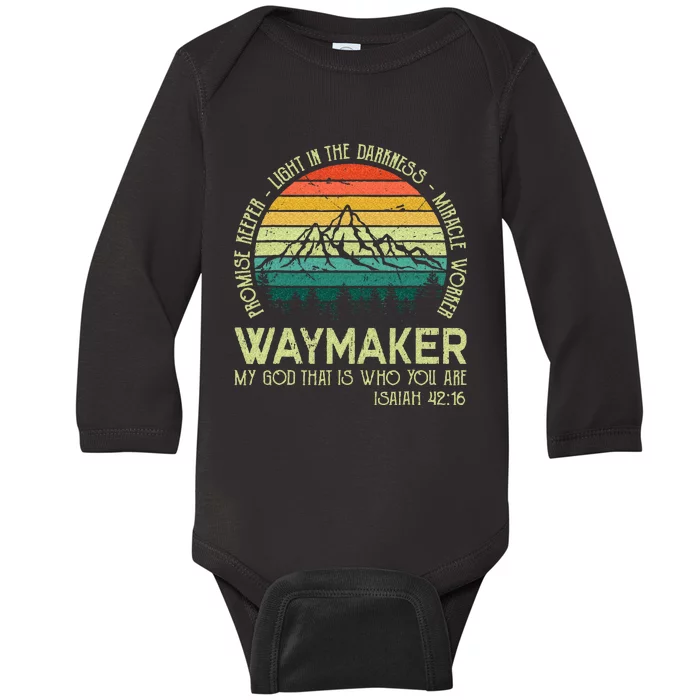 Waymaker Miracle Worker Promise Keeper Christian Apparel Baby Long Sleeve Bodysuit