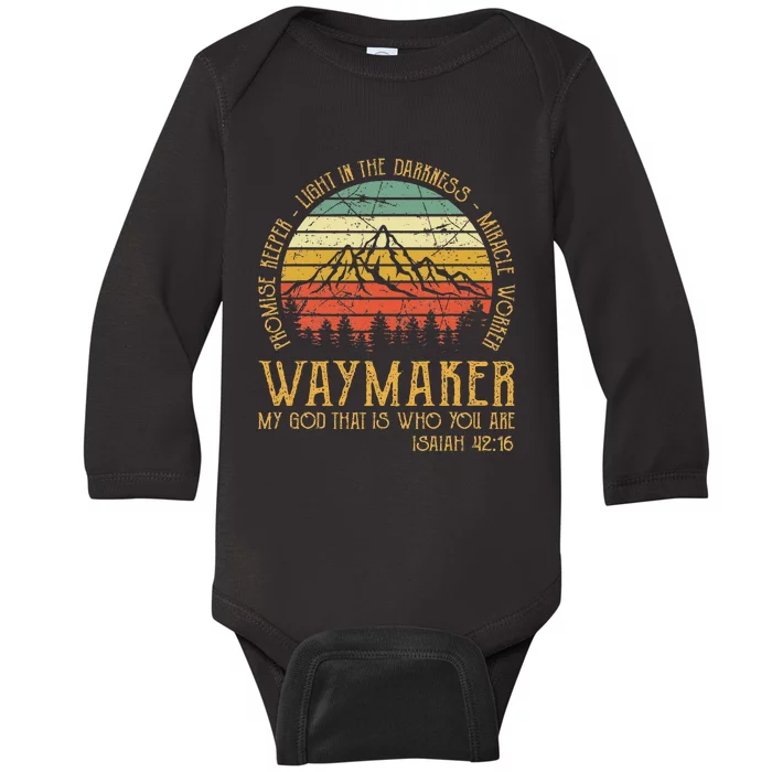 Waymaker Miracle Worker Promise Keeper Christian Baby Long Sleeve Bodysuit