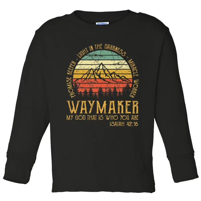 Waymaker Miracle Worker Promise Keeper Christian Toddler Long Sleeve Shirt