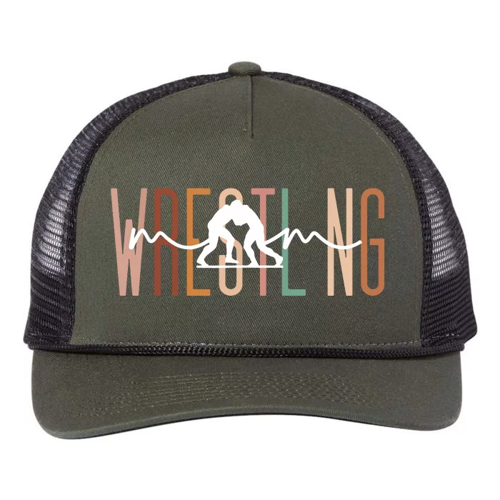 Wrestling Mom Wrestling Mama Cute Mom Life Wrestling Retro Rope Trucker Hat Cap