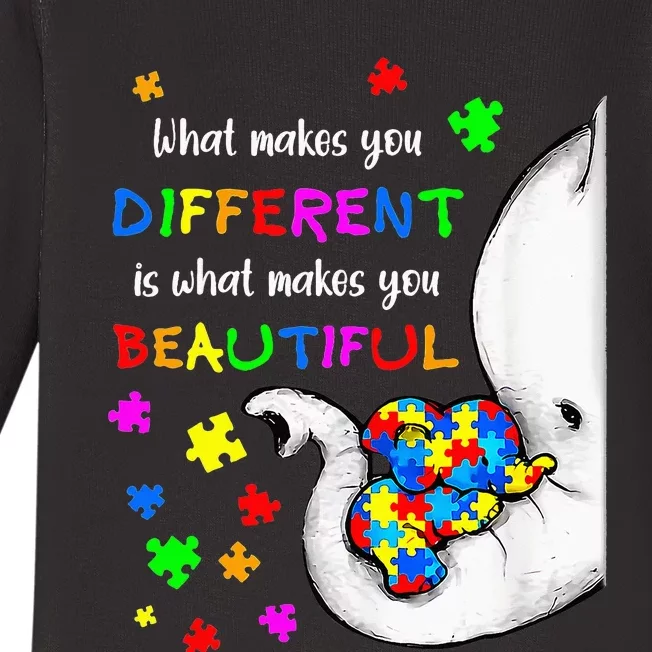 What Makes You Different Elephant Mom Autism Baby Long Sleeve Bodysuit