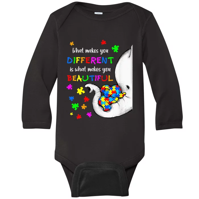 What Makes You Different Elephant Mom Autism Baby Long Sleeve Bodysuit