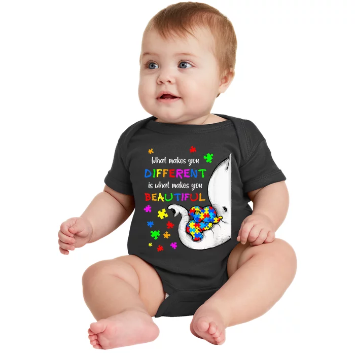 What Makes You Different Elephant Mom Autism Baby Bodysuit