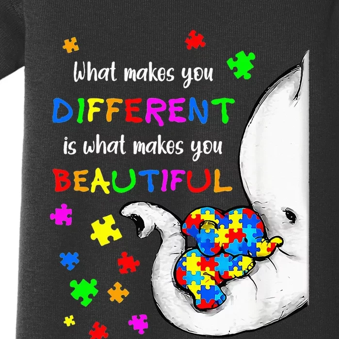 What Makes You Different Elephant Mom Autism Baby Bodysuit