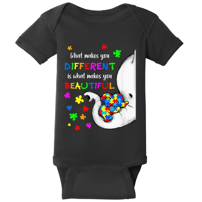 What Makes You Different Elephant Mom Autism Baby Bodysuit