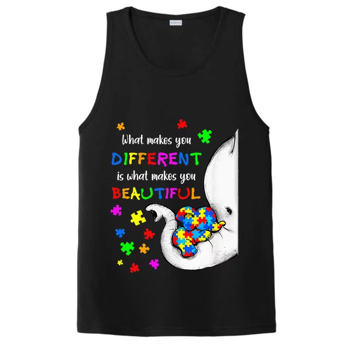 What Makes You Different Elephant Mom Autism Performance Tank