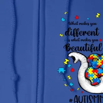 What Makes You Different Elephant Mom Autism Awareness Month Gift Full Zip Hoodie