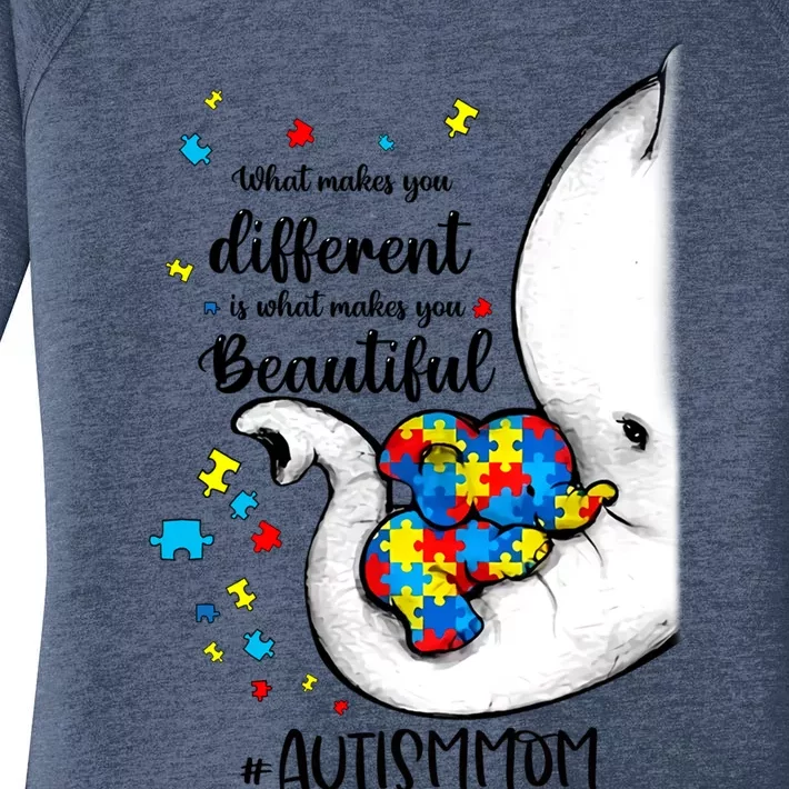 What Makes You Different Elephant Mom Autism Awareness Month Gift Women's Perfect Tri Tunic Long Sleeve Shirt