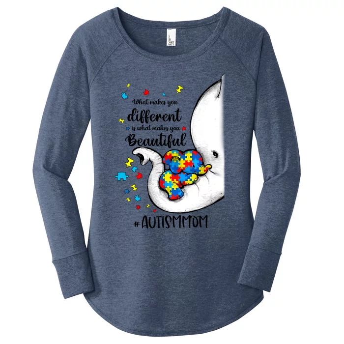 What Makes You Different Elephant Mom Autism Awareness Month Gift Women's Perfect Tri Tunic Long Sleeve Shirt