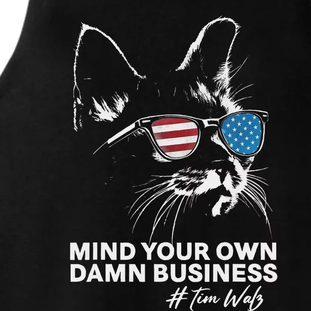 Walz Mind Your Own Damn Business Harris Waltz Cat Lady Ladies Tri-Blend Wicking Tank