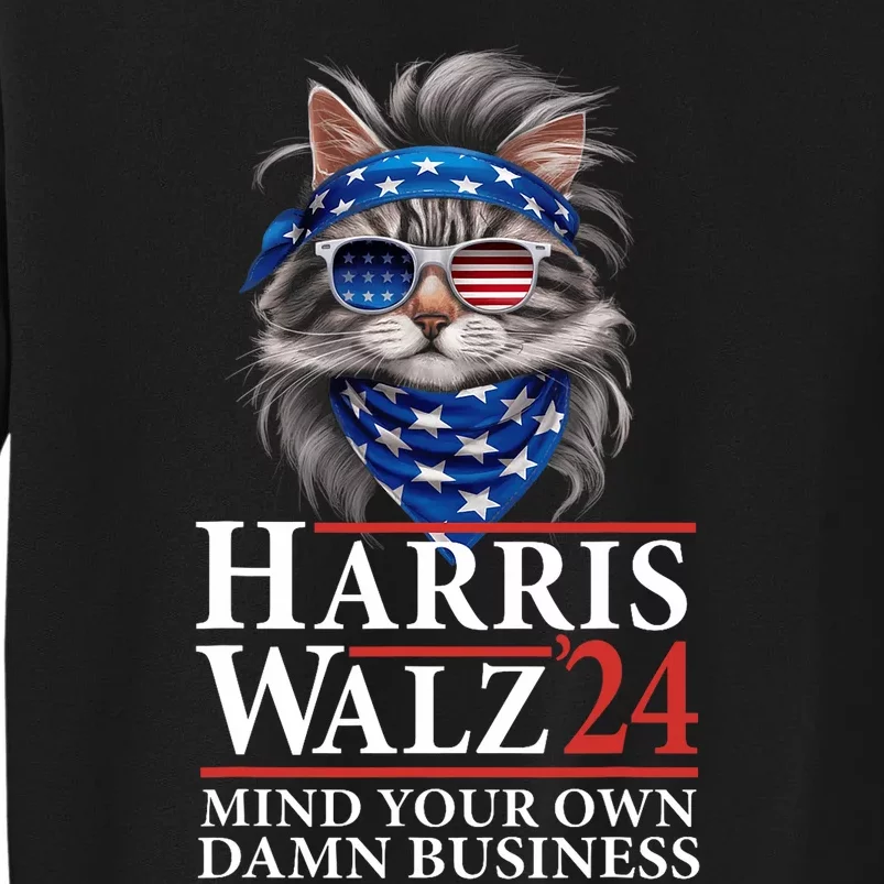 Walz Mind Your Own Damn Business Harris Waltz Cat Lady Sweatshirt