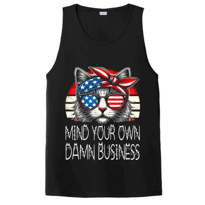 Walz Mind Your Own Damn Business Harris Waltz Cat Lady Performance Tank