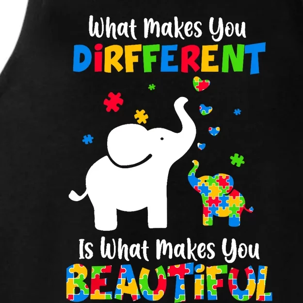 What Makes You Different Autism Child Elephant Mom Awareness Ladies Tri-Blend Wicking Tank