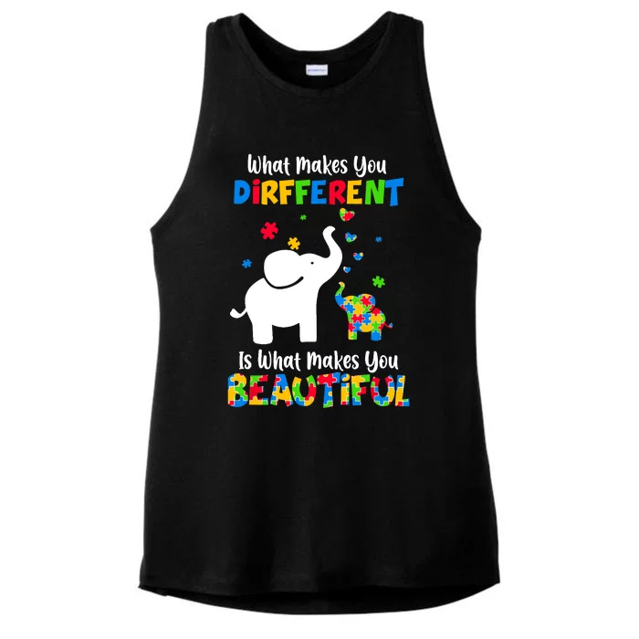 What Makes You Different Autism Child Elephant Mom Awareness Ladies Tri-Blend Wicking Tank