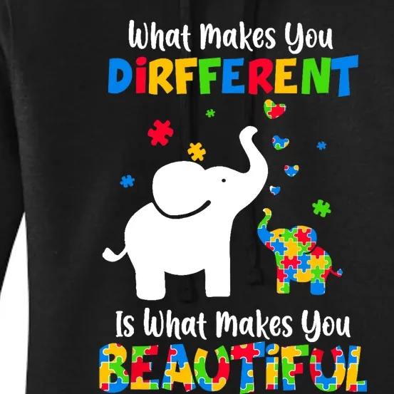 What Makes You Different Autism Child Elephant Mom Awareness Women's Pullover Hoodie