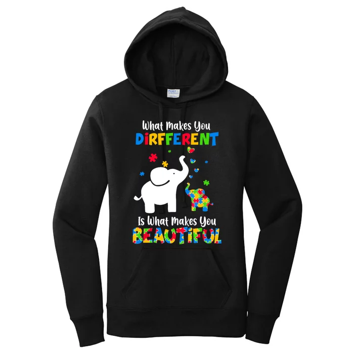 What Makes You Different Autism Child Elephant Mom Awareness Women's Pullover Hoodie