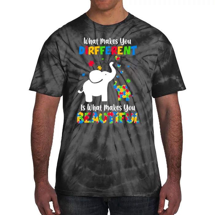 What Makes You Different Autism Child Elephant Mom Awareness Tie-Dye T-Shirt