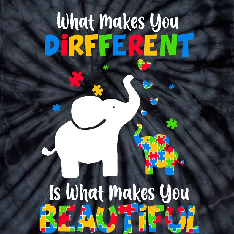 What Makes You Different Autism Child Elephant Mom Awareness Tie-Dye T-Shirt