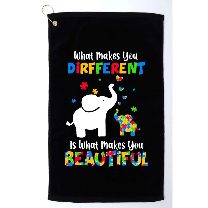 What Makes You Different Autism Child Elephant Mom Awareness Platinum Collection Golf Towel