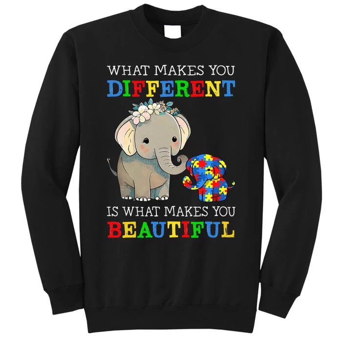 What Makes You Different Elephant Mom Autism Awareness Tall Sweatshirt