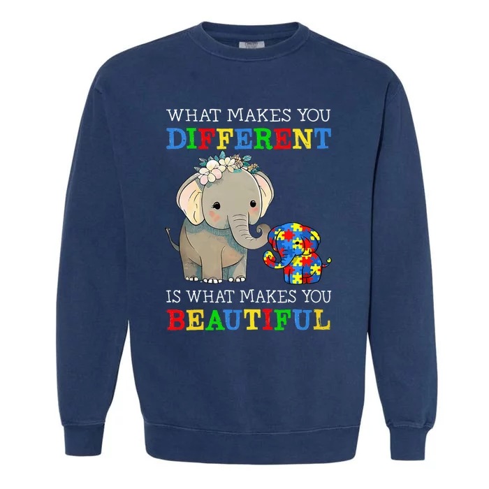 What Makes You Different Elephant Mom Autism Awareness Garment-Dyed Sweatshirt