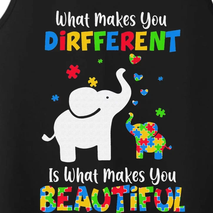 What Makes You Different Autism Child Elephant Mom Awareness Performance Tank