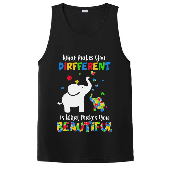 What Makes You Different Autism Child Elephant Mom Awareness Performance Tank