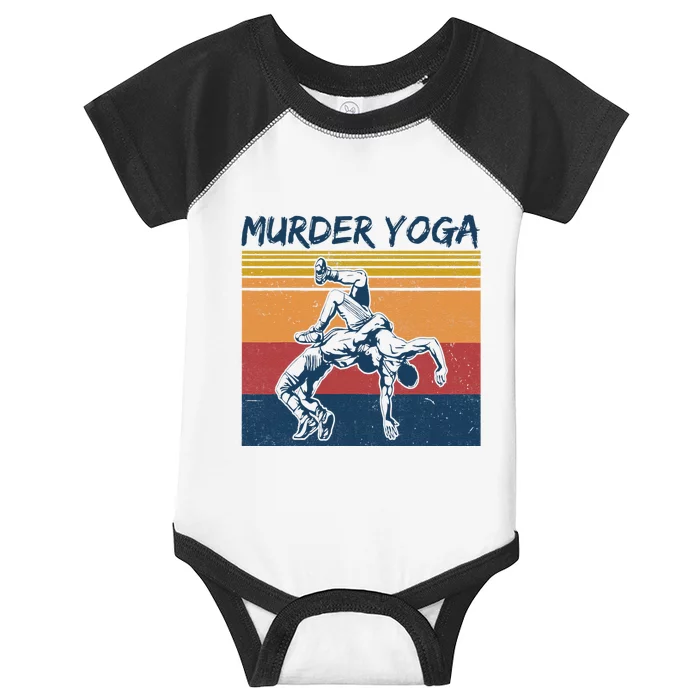 Wrestler Murder Yoga Vintage Retro Sunset Funny Wrestling Infant Baby Jersey Bodysuit