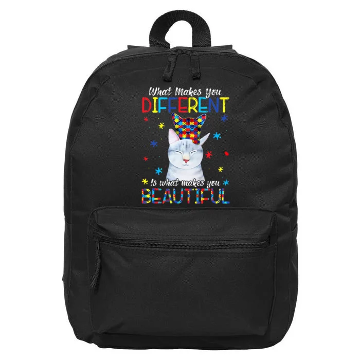 What Makes You Different Cat Mom Autism Child Awareness 16 in Basic Backpack