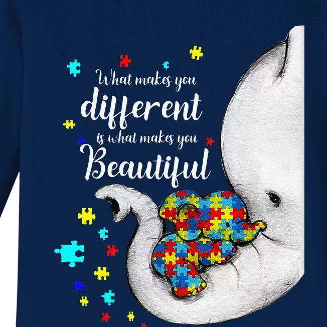 What Makes You Different Elephant Mom Autism Child Awareness Baby Long Sleeve Bodysuit