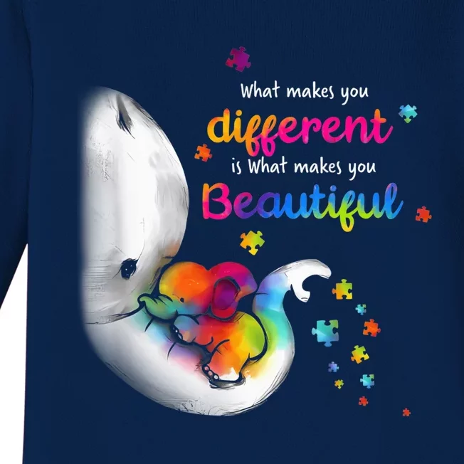 What Makes You Different Elephant Mom Autism Child Awareness Baby Long Sleeve Bodysuit