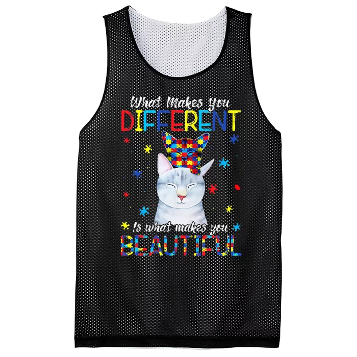 What Makes You Different Cat Mom Autism Child Awareness Mesh Reversible Basketball Jersey Tank