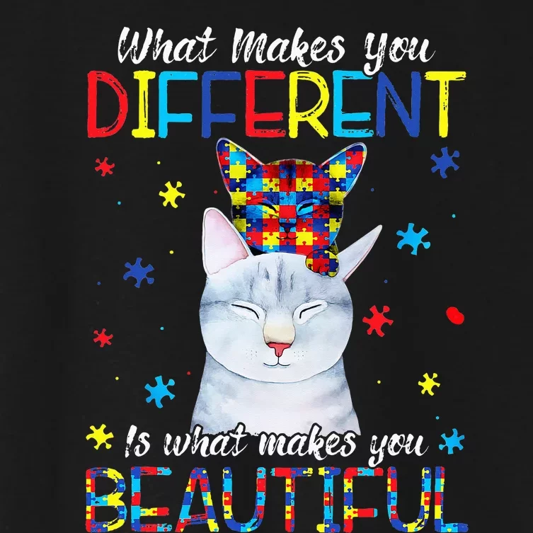 What Makes You Different Cat Mom Autism Child Awareness Women's Crop Top Tee