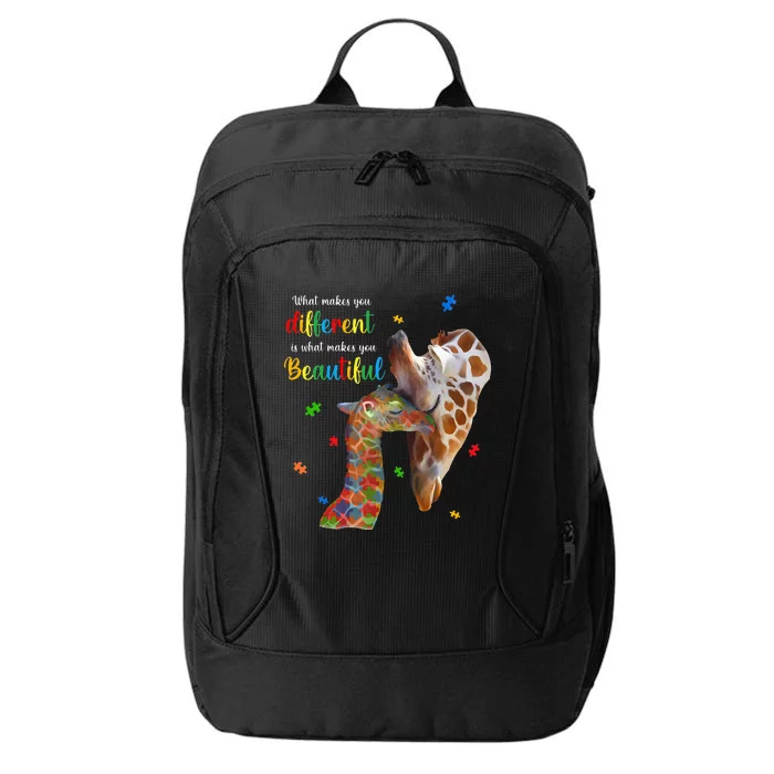 What Makes You Different Giraffe Mom Autism Child Awareness City Backpack