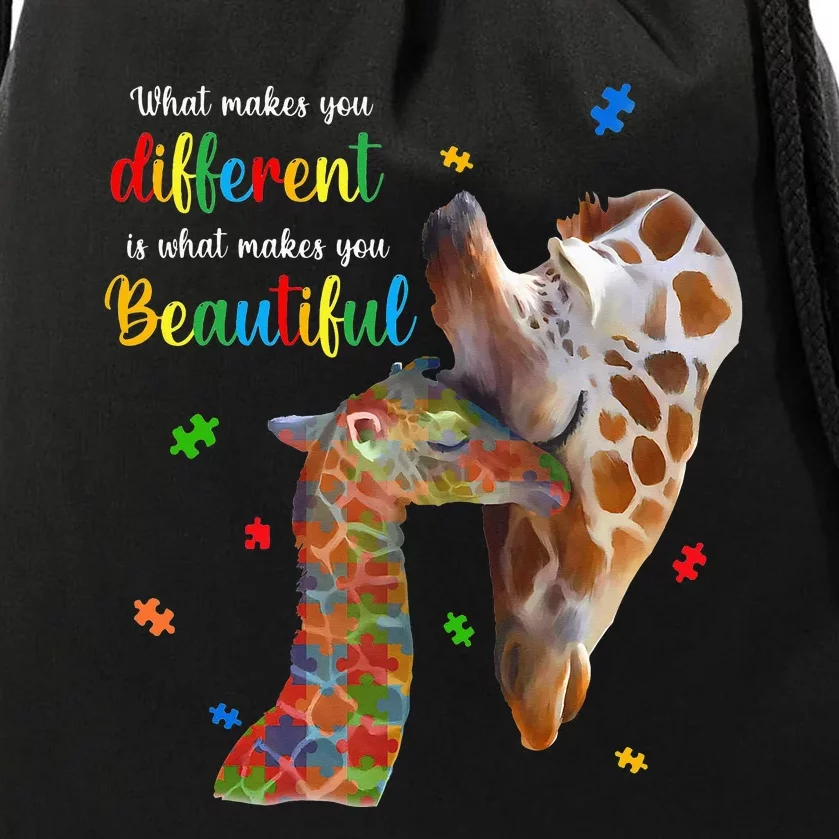 What Makes You Different Giraffe Mom Autism Child Awareness Drawstring Bag