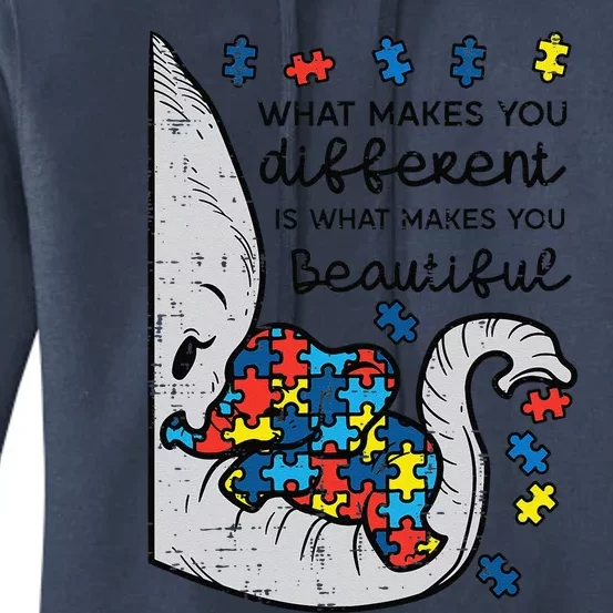 What Makes You Different Beautiful Elephant Autism Awareness Women's Pullover Hoodie