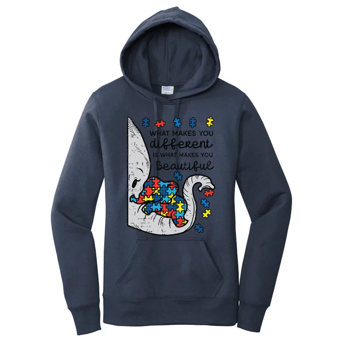 What Makes You Different Beautiful Elephant Autism Awareness Women's Pullover Hoodie