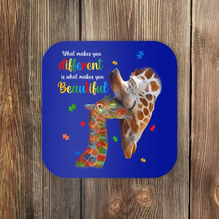 What Makes You Different Giraffe Mom Autism Child Awareness Coaster