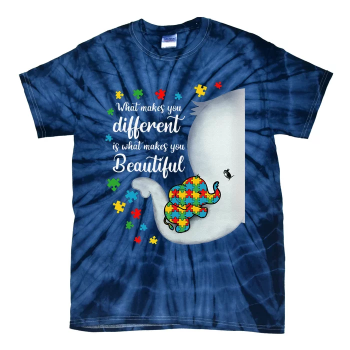 What Makes You Different Elephant Autism Moms Tie-Dye T-Shirt