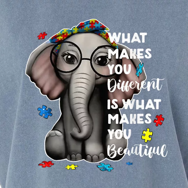 What Makes You Different Elephant Mom Autism Child Awareness Garment-Dyed Women's Muscle Tee