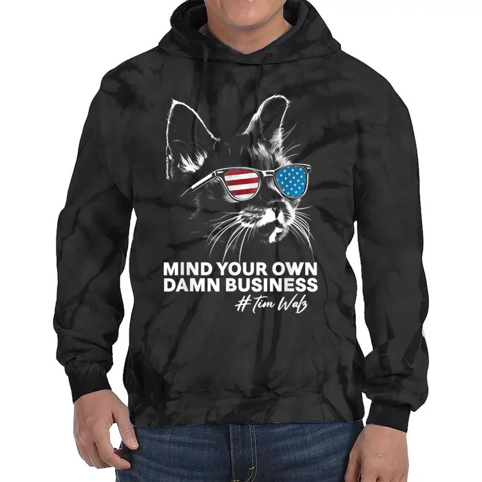 Walz Mind Your Own Damn Business Harris Waltz Cat Lady Tie Dye Hoodie